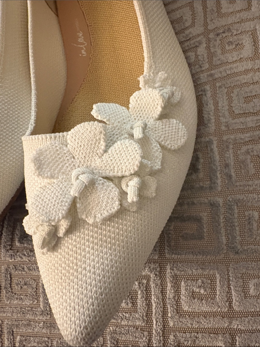 Rothy's White Floral Pointed-Toe Knit Flats with Blue Trim - Picture 8 of 11